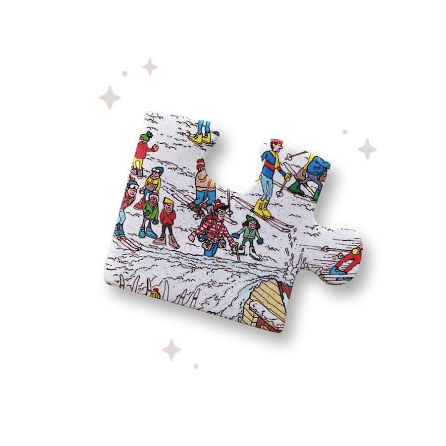 single jigsaw puzzle piece with a character on it