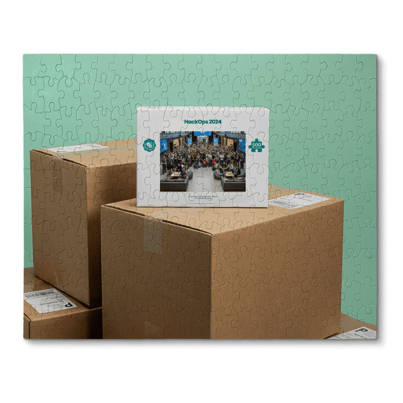 A Puzzery puzzle on top of shipping boxes