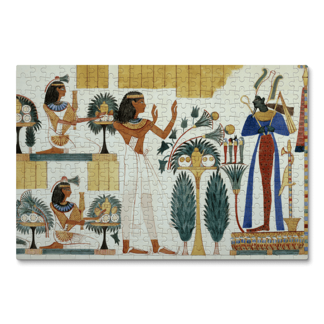 A puzzle with ancient egyptian painting and hieroglyphs on it