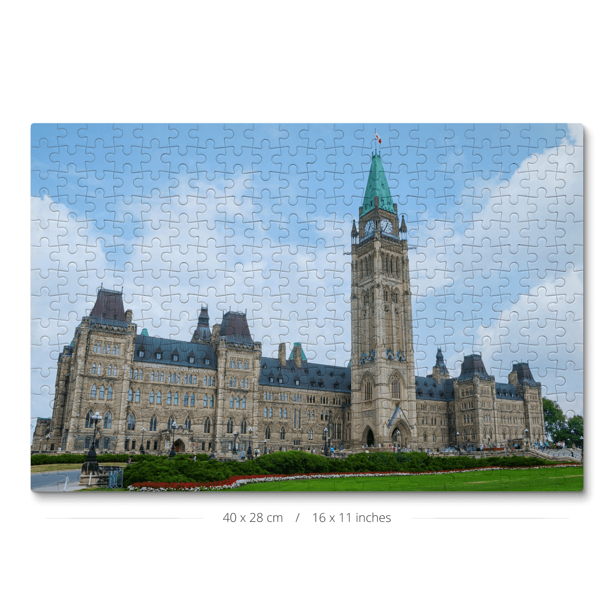 An elegant 300-piece jigsaw puzzle displaying a captivating image of the Ottawa Parliament, highlighting its majestic presence.